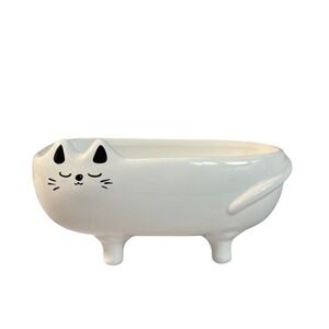 Arlington Designs Cat Ceramic Dish White Bowl 10" Microwave & Dishwasher Safe